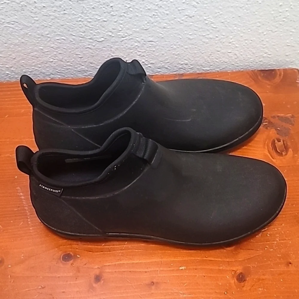 Staheekum Rain Boots Women's 9‎ Black Rubber Neoprene Ankle Garden Waterproof